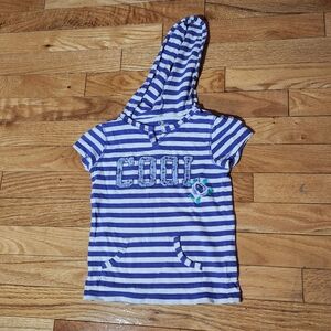 Girls cool flower stripe hooded shirt